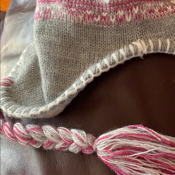 Scandinavian ski hat NWOT gray pink white - Picture 5 of 6